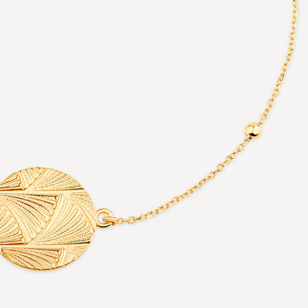 9ct Yellow Gold Textured Round Disc Bead Chain Bracelet image number 1