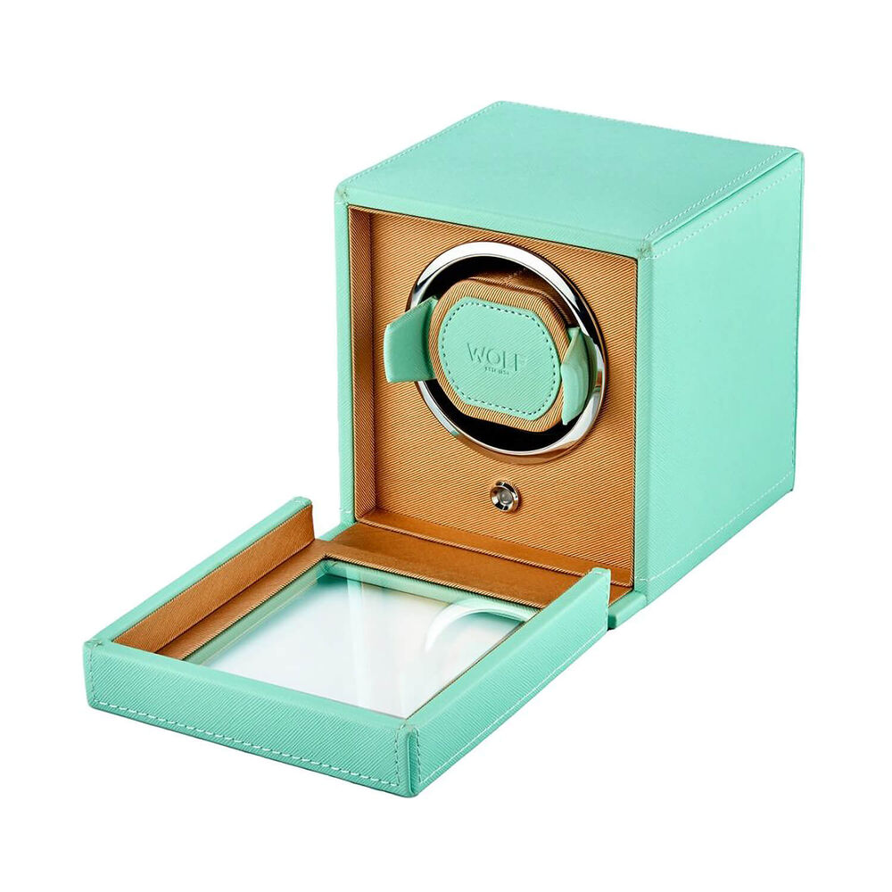 WOLF Cub Seltzer Mint & Peach Single Watch Winder With Cover