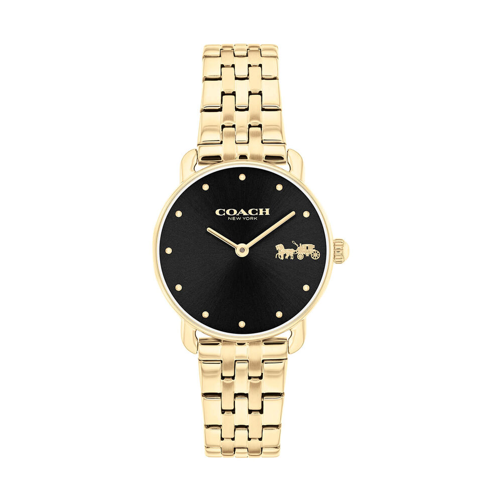 Coach Elliot 28mm Black Dial Gold Tone Steel Bracelet Watch