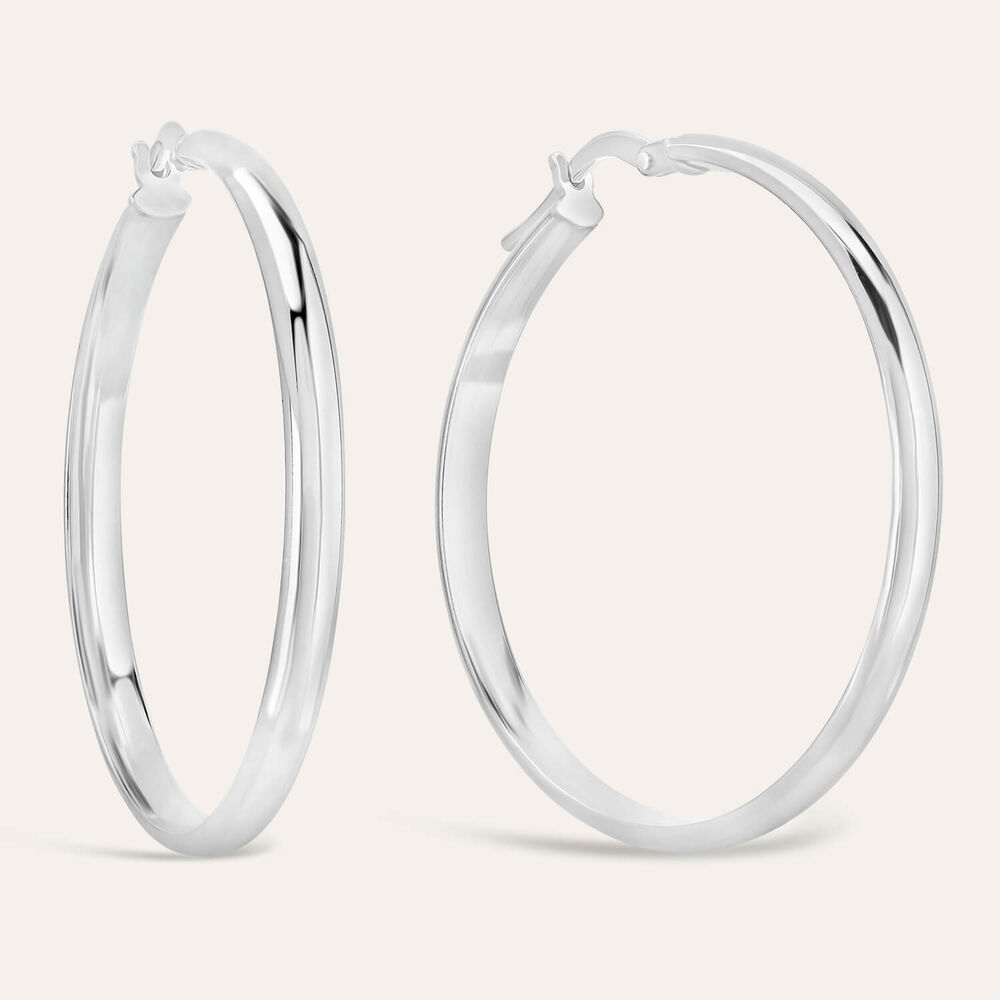 Sterling Silver Plain 30mm Hinged Hoop Earrings