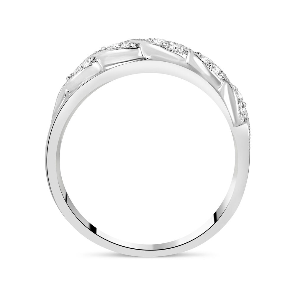 9ct white gold 0.15 carat twisted crossover ring image number 2