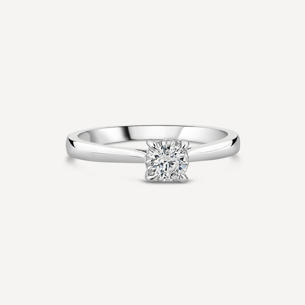 9ct White Gold 0.25ct Solitaire Illusion Plate Engagement Ring image number 2