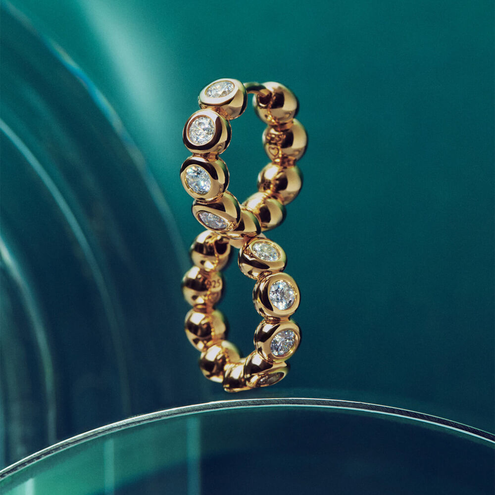 Missoma 18ct Gold Vermeil Sterling Silver Cubic Zirconia Tennis Small Hoop Earrings