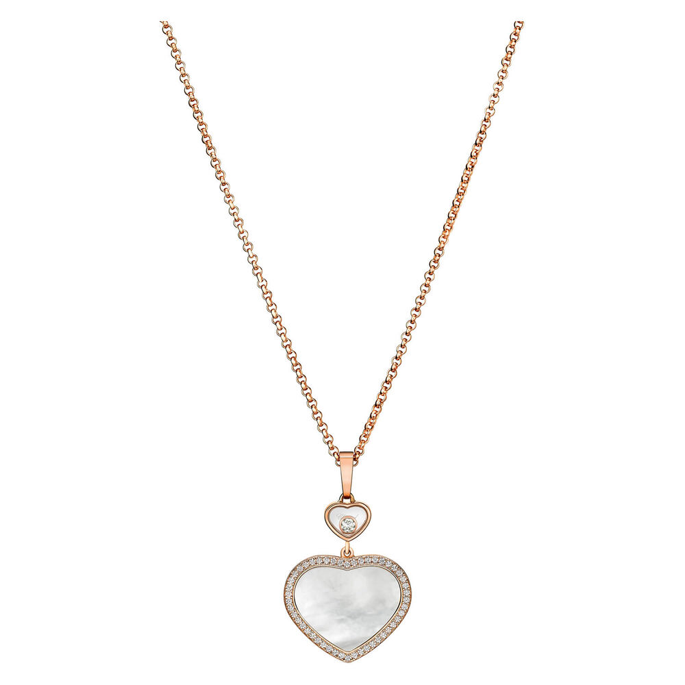 Chopard Happy Hearts 18ct Rose Gold Diamonds Mother of Pearl Pendant