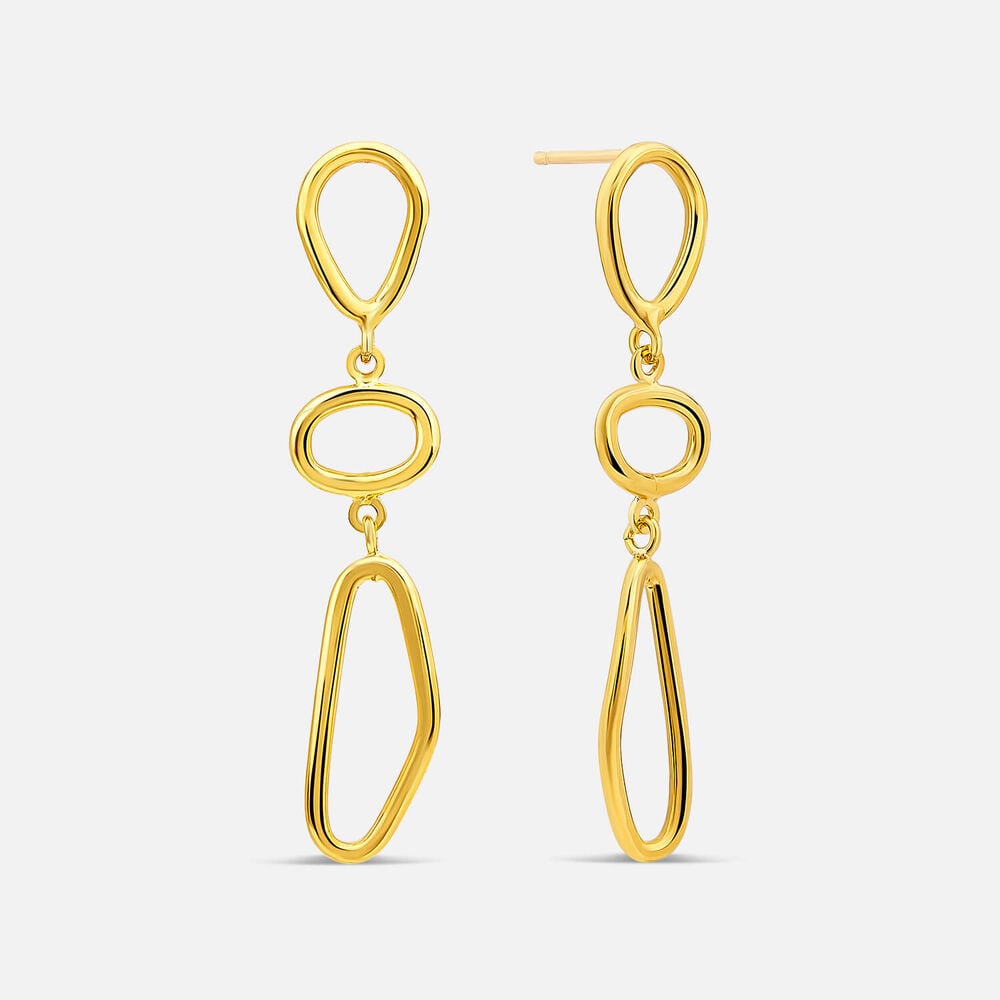 Yellow Gold Plated Sterling Silver Open Tear Loop Drop Earrings