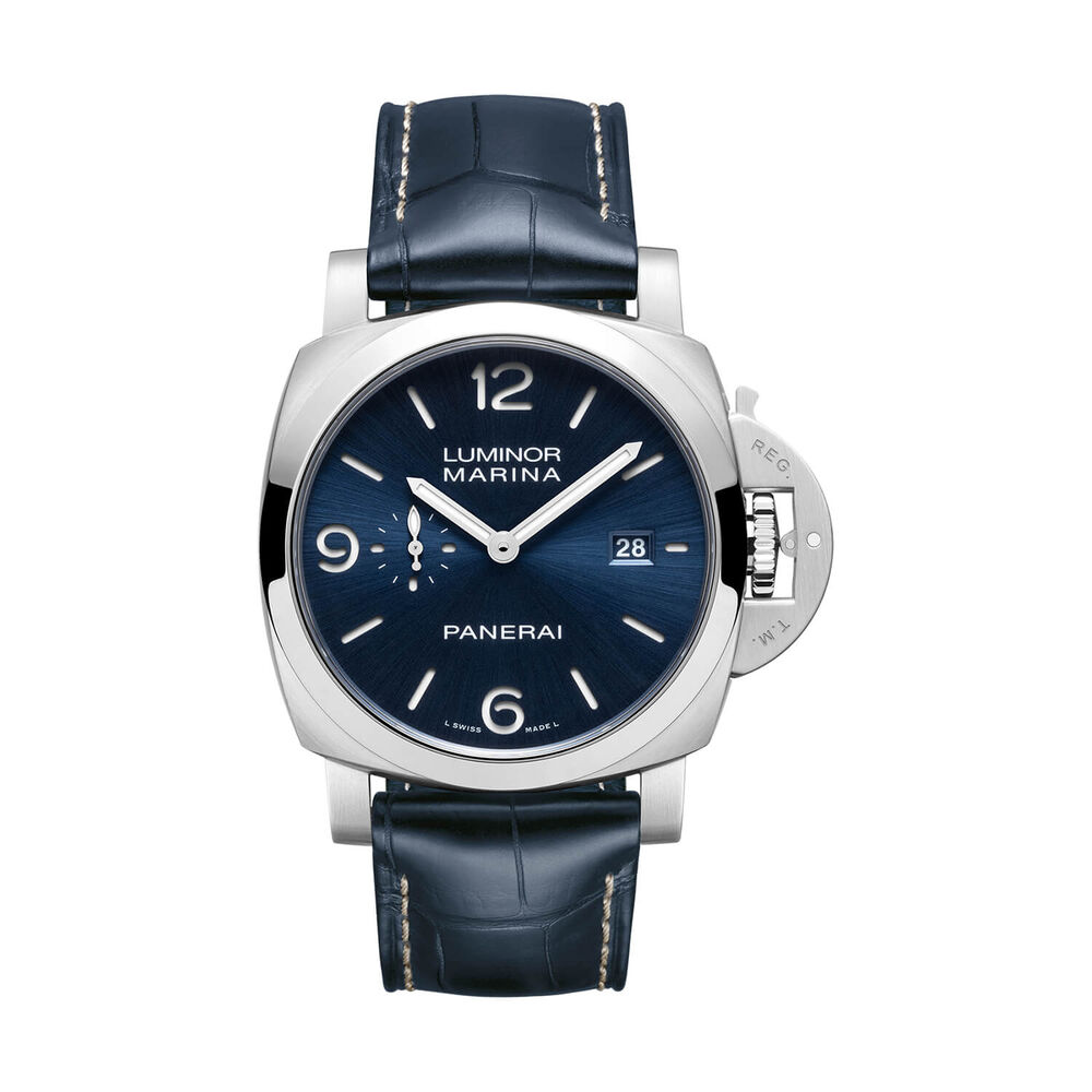 Panerai Luminor Marina 44mm Blue Dial Leather Strap Watch