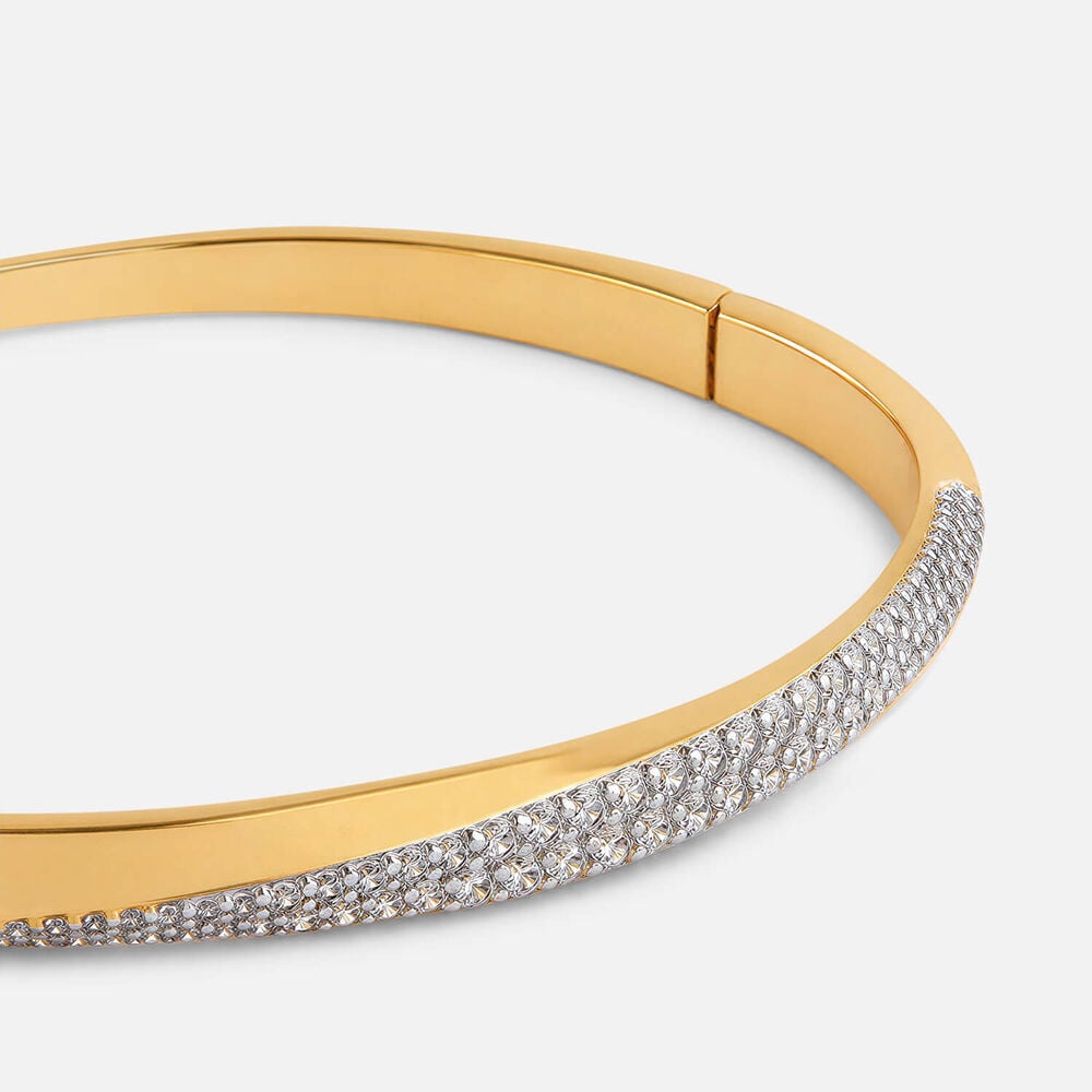 Yellow Gold Plated Sterling Silver Cubic Zirconia Bangle