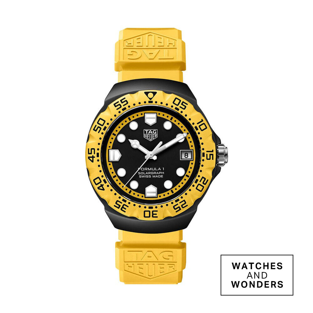 TAG Heuer Formula 1 Solargraph 38mm Black Dial Yellow Bezel Rubber Strap Watch