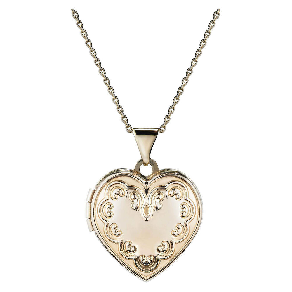 9ct gold heart locket (Chain Included) image number 0