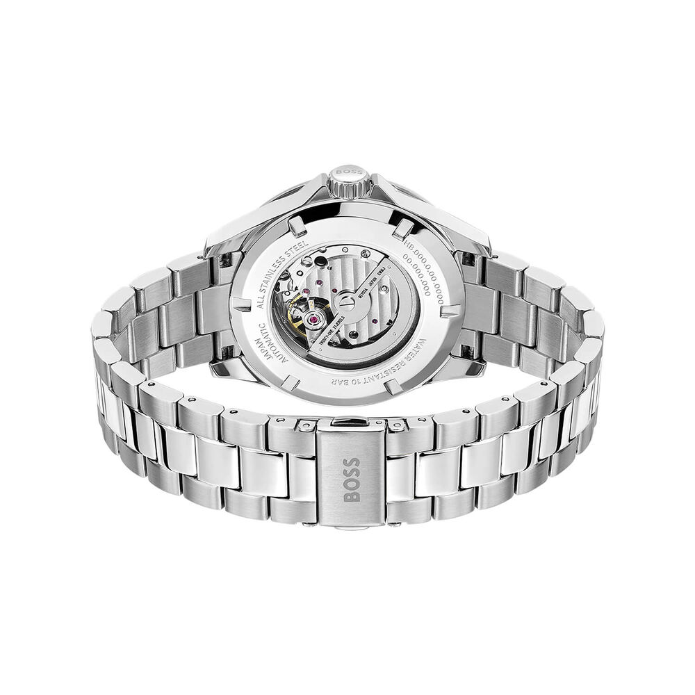 BOSS Troper Automatic 42mm Green Open Heart Dial Steel Bracelet Watch image number 4