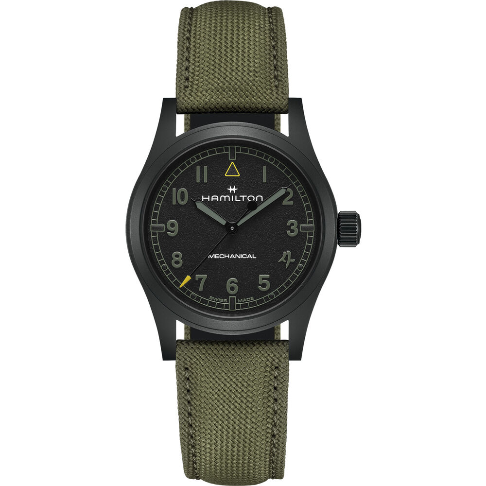 Hamilton x Call of Duty 2026 Khaki Field Mechanical 38mm Black Dial Green Textile Strap