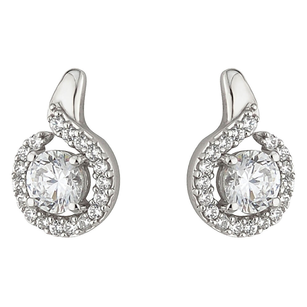 9ct White Gold Cubic Zirconia Stud Earrings image number 0