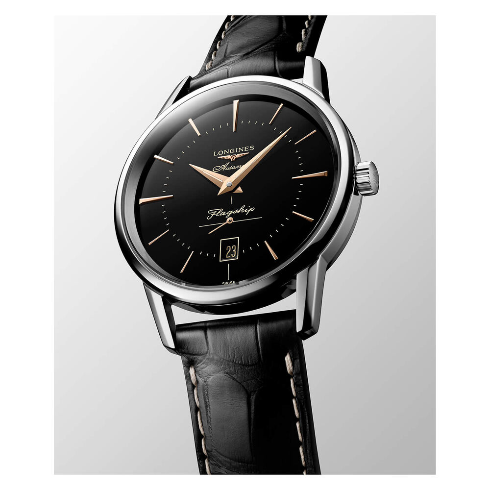 Longines Elegance Flagship Heritage Black Steel Case Black Watch image number 3