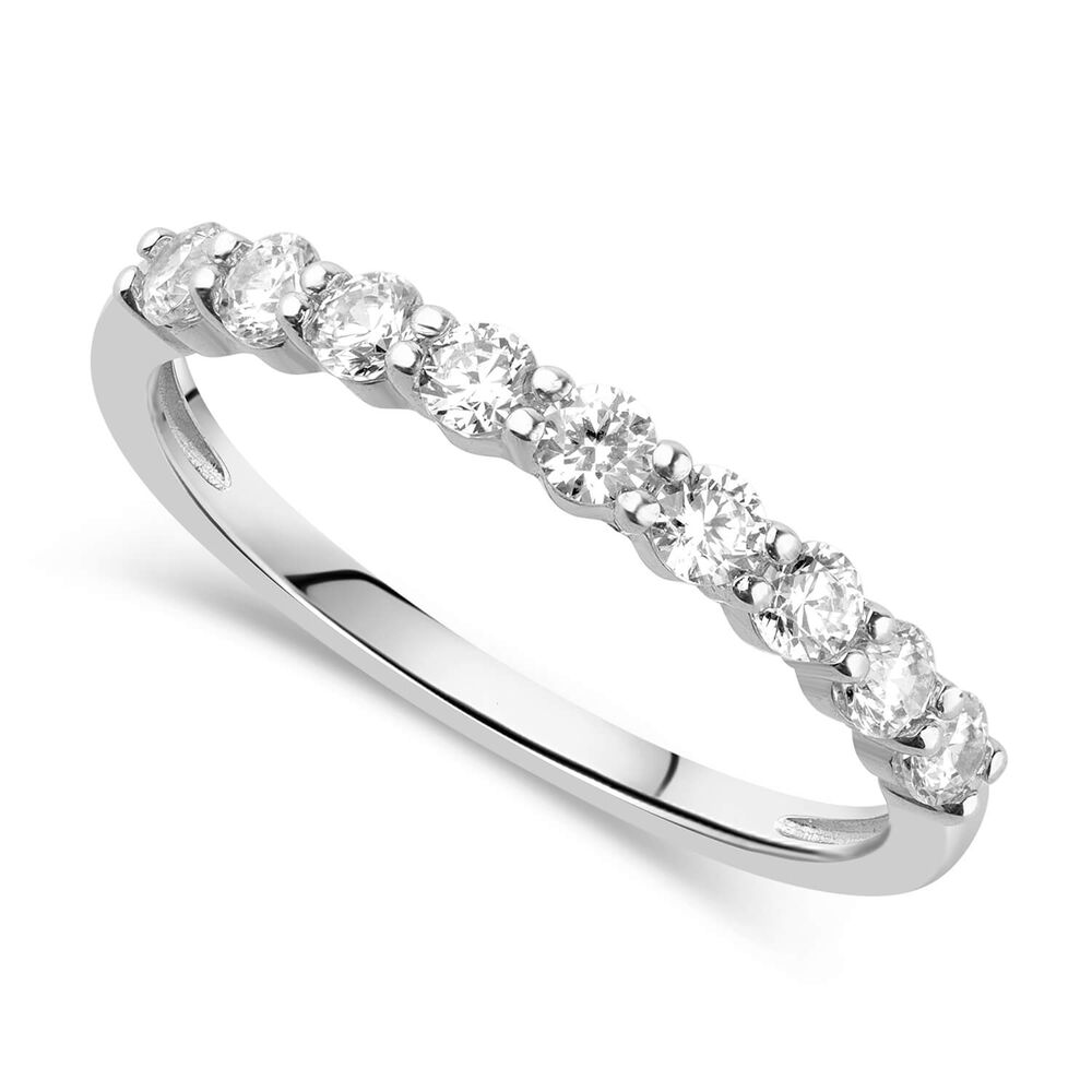 9ct White Gold Nine Stone Cubic Zirconia Eternity Ring image number 0