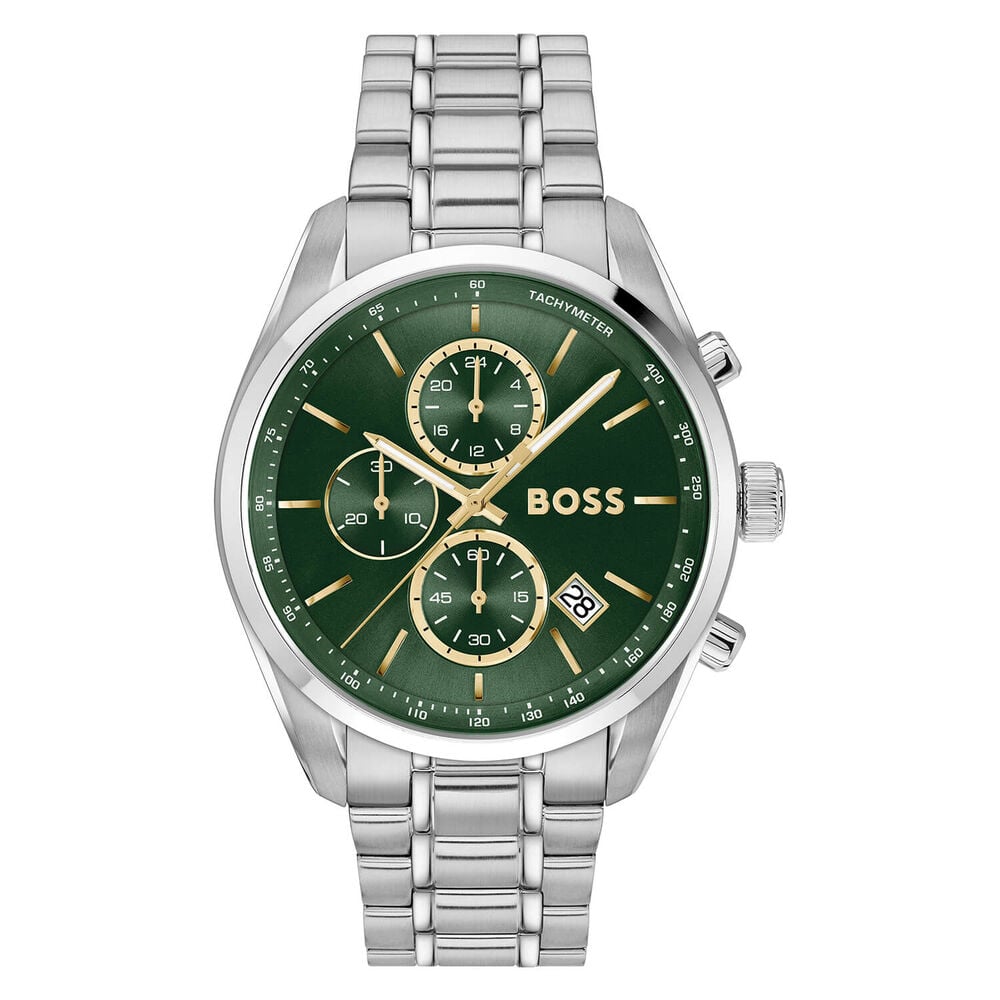 BOSS Grand Prix Chronograph 44.5mm Green Dial Stainless Steel Bracelet Watch image number 0