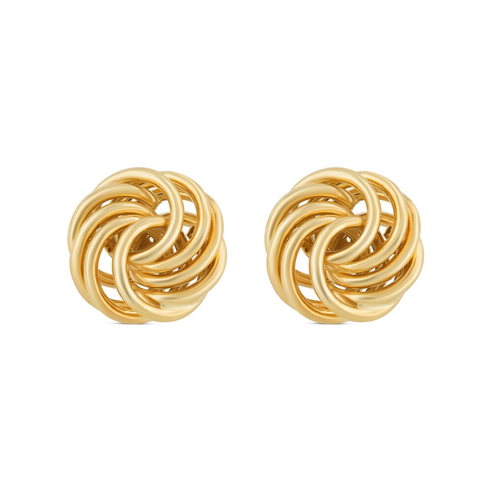 9ct Yellow Gold Multi Circle Knot Stud Earrings image number 0