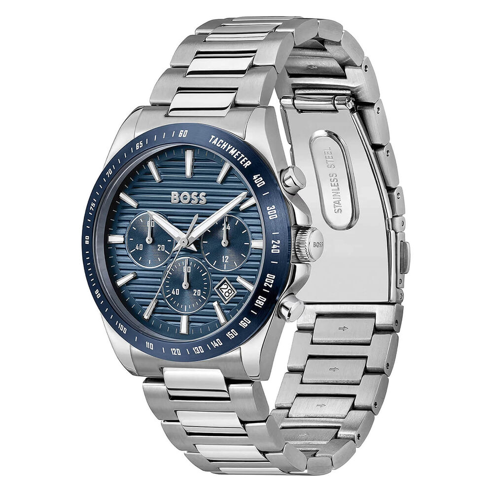 BOSS Strike 41mm Blue Chronograph Dial Steel Bracelet Watch