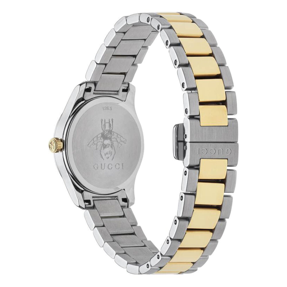 Gucci Timeless 27mm Silver Feline Head Yellow Gold Steel Case Watch image number 1