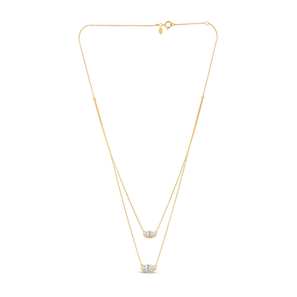 Born Contour 9ct Yellow Gold 0.40ct Marquise Lab Grown Diamond Double Necklet