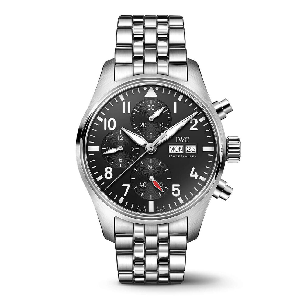 IWC Schaffhausen Pilot's Chronograph 41 Black Dial Bracelet Watch image number 0