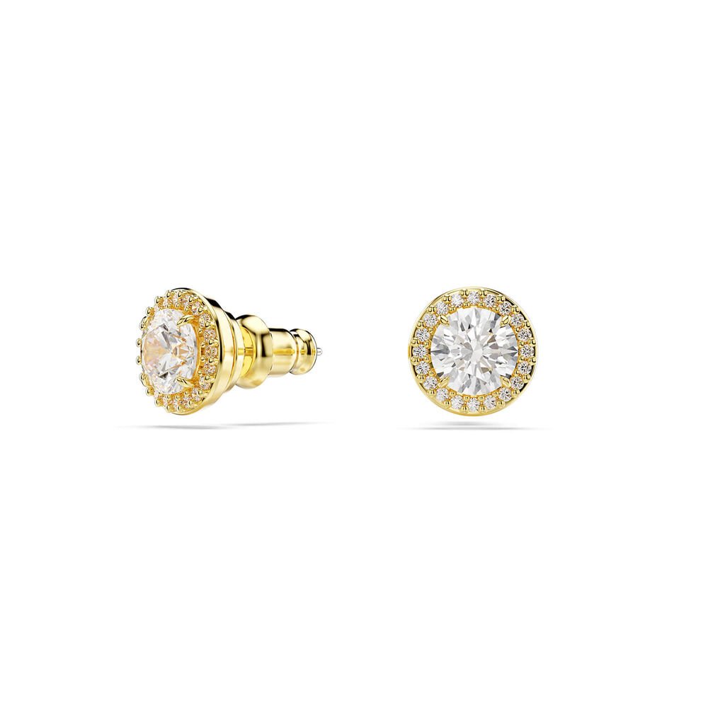 Swarovski Una Angelic Round Cubic Zirconia 18ct Yellow Gold Finished Stud Earrings