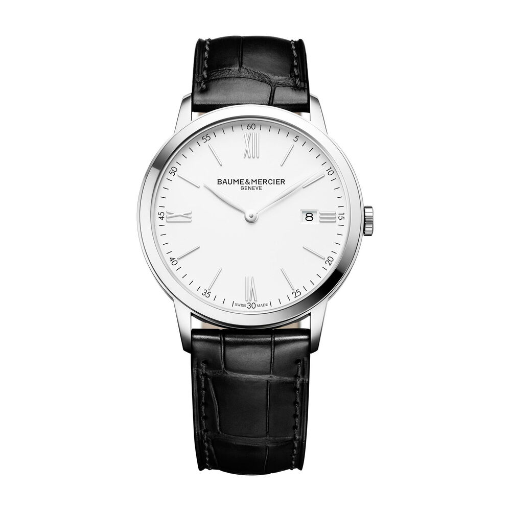 Baume & Mercier Classima 40mm White Dial Black Leather Men's Watch image number 0