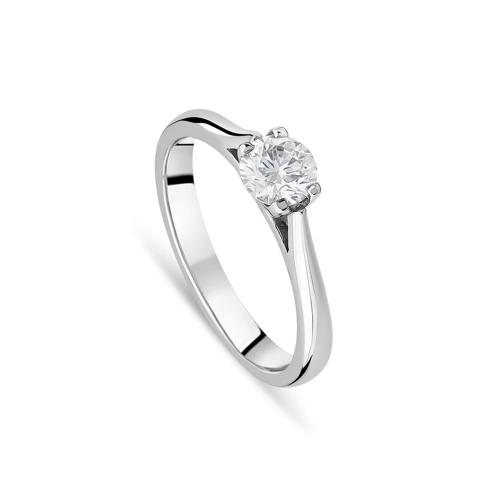 Platinum 0.51ct Round Diamond Four Claw Solitaire Ring image number 0