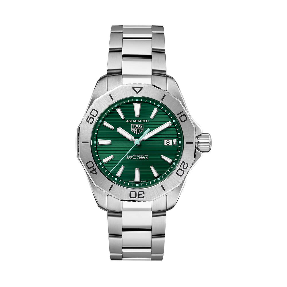 TAG Heuer Aquaracer Professional 200 Solargraph 40mm Green Dial Steel Bracelet Watch image number 0