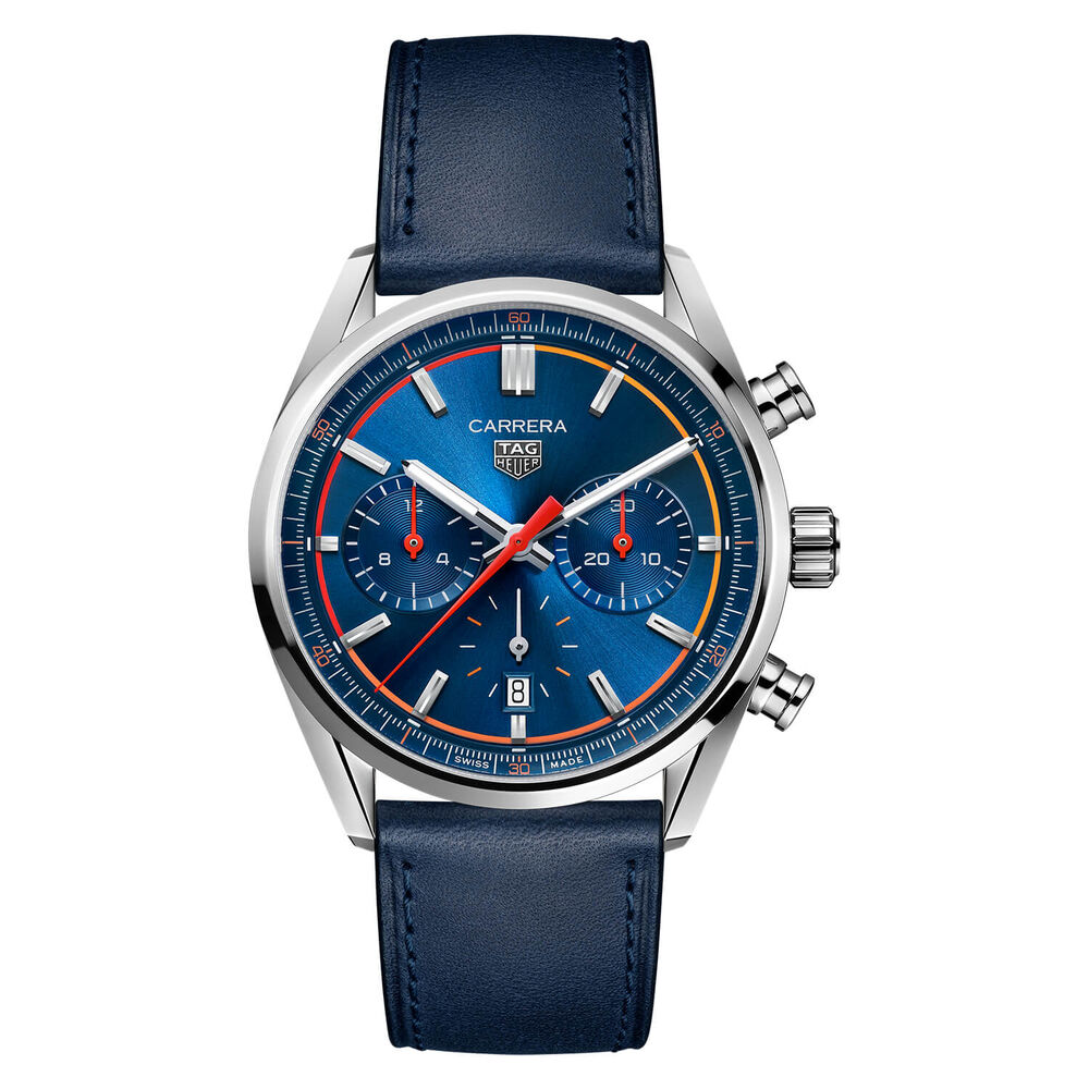 TAG Heuer Carrera 42mm Blue Dial & Strap Red Detail Watch image number 0