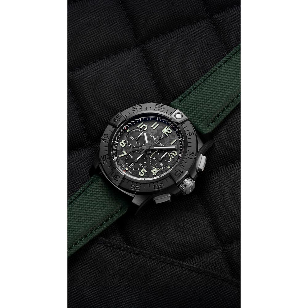 Breitling Super Avenger B01 Chronograph 46mm Black Dial Green Leather Strap Watch image number 2