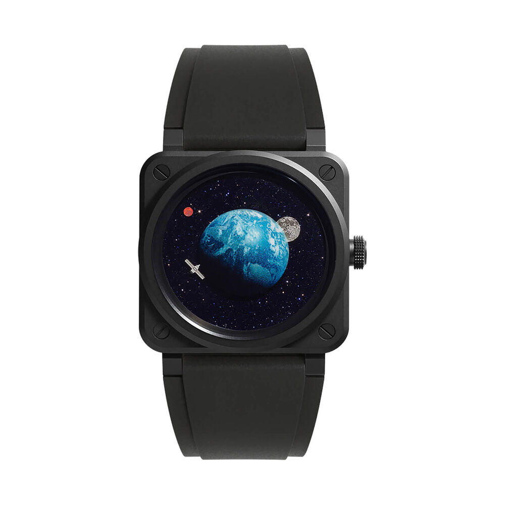 Bell & Ross BR-03 Astro 41mm Earth Dial Black Rubber Strap Watch