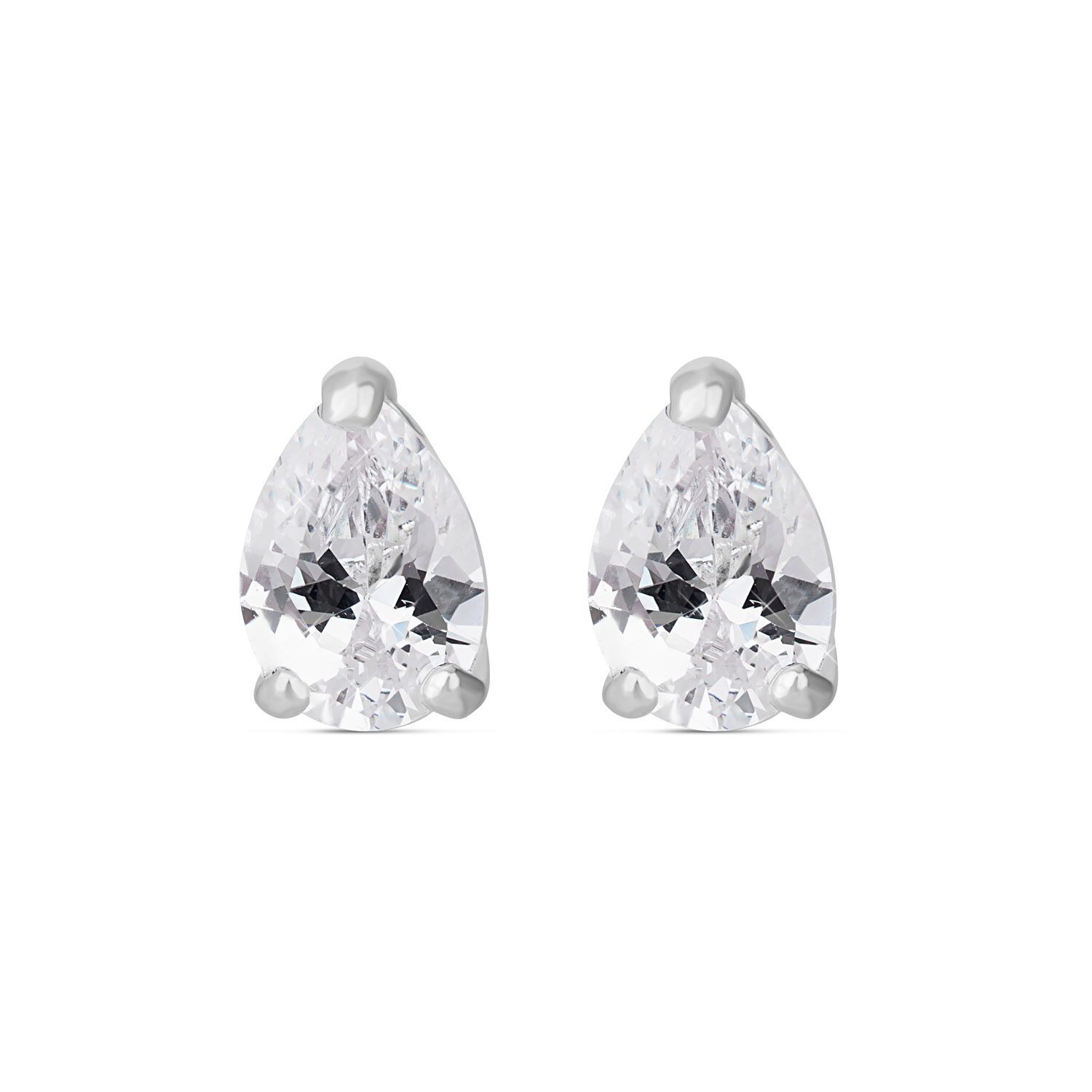 Sterling Silver Cubic Zirconia Pear Cut Stud Earrings