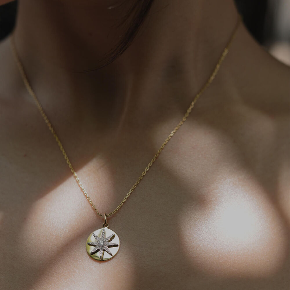 CARAT* London Sora Yellow Gold Vermeil Star & Disc Necklace image number 1