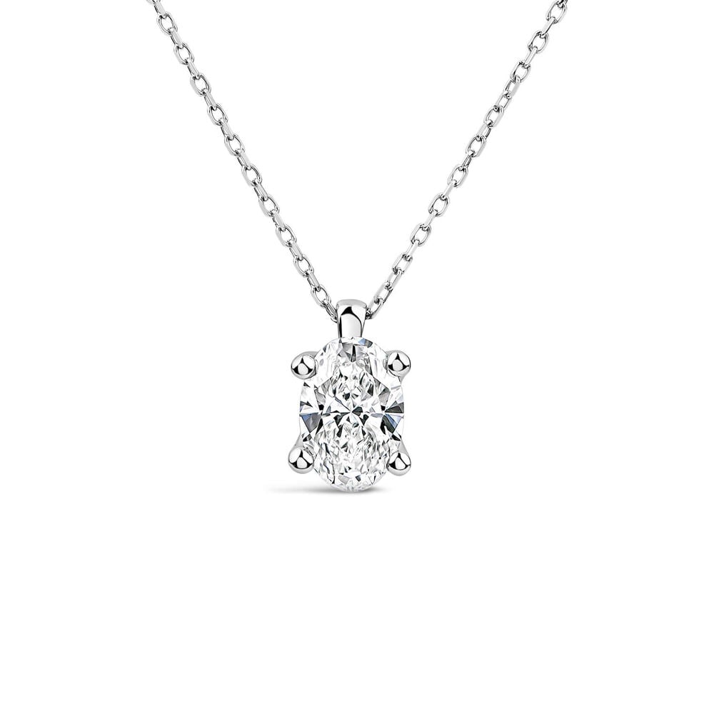 Born 9ct White Gold 1.00ct Lab Grown Oval Diamond Pendant image number 0