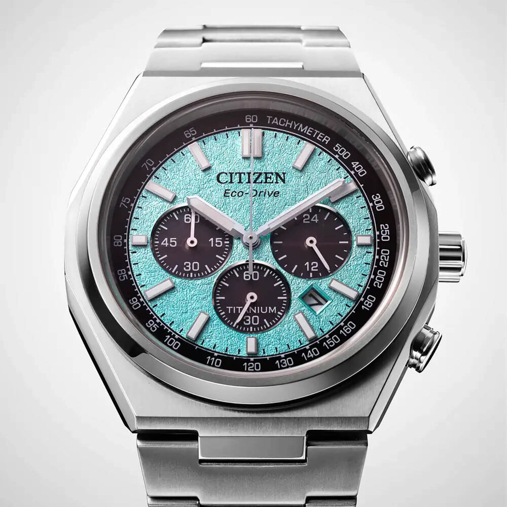 Citizen Zenshin Chrono Super Titanium™ 42mm Blue Dial Bracelet Watch image number 2