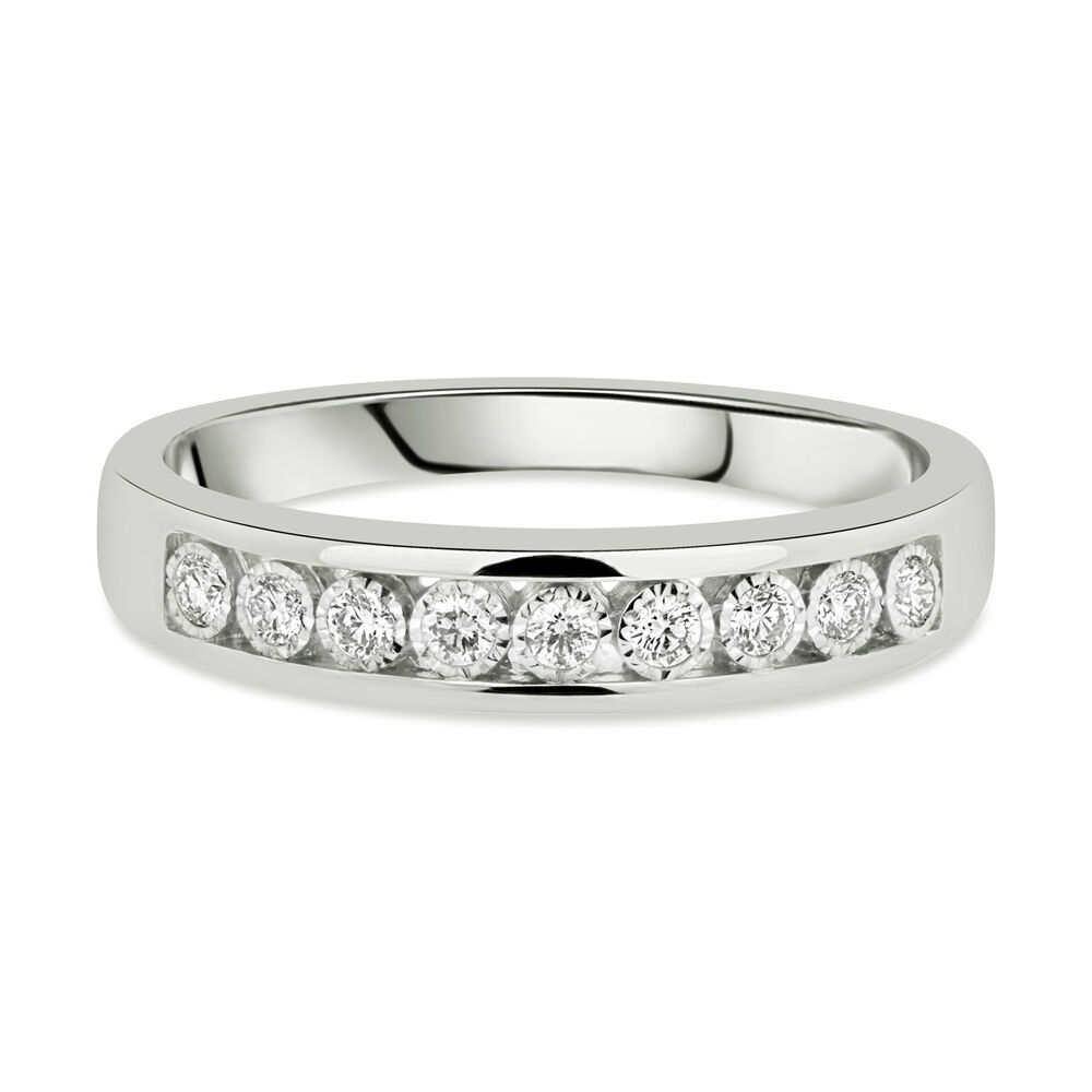 9ct White Gold 0.15ct Diamond Illusion Channel Set Eternity Ring