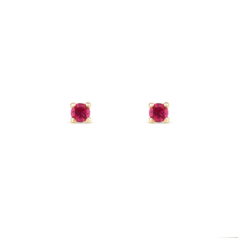 9ct Yellow Gold Four Claw Set Pink Cubic Zirconia Stud Earrings image number 0