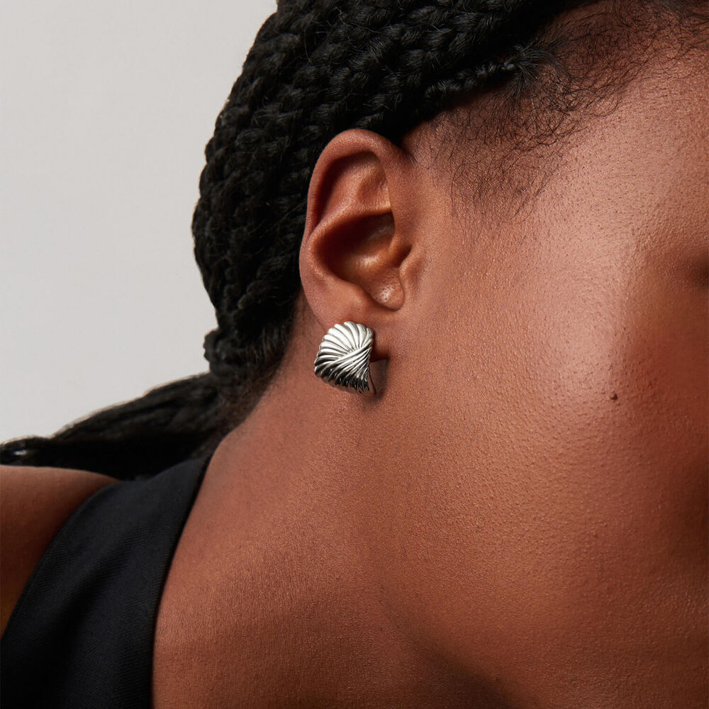Missoma Silver Plated Brass Ripple Stud Earrings