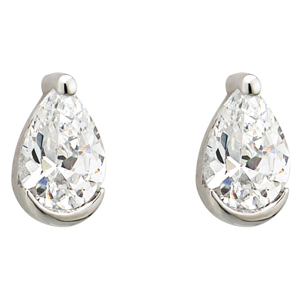 9ct White Gold Cubic Zirconia Stud Earrings image number 0