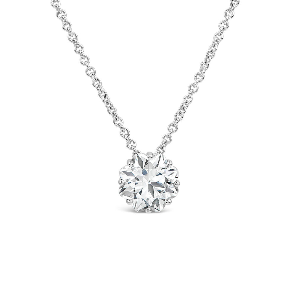 Born Classic 9ct White Gold Lab Grown 1ct Flower Cut Diamond Pendant image number 0