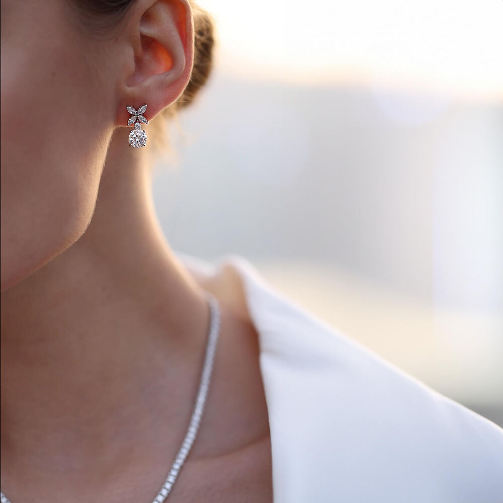 CARAT* London Jasmine Chicory Cubic Zirconia Drop Earrings