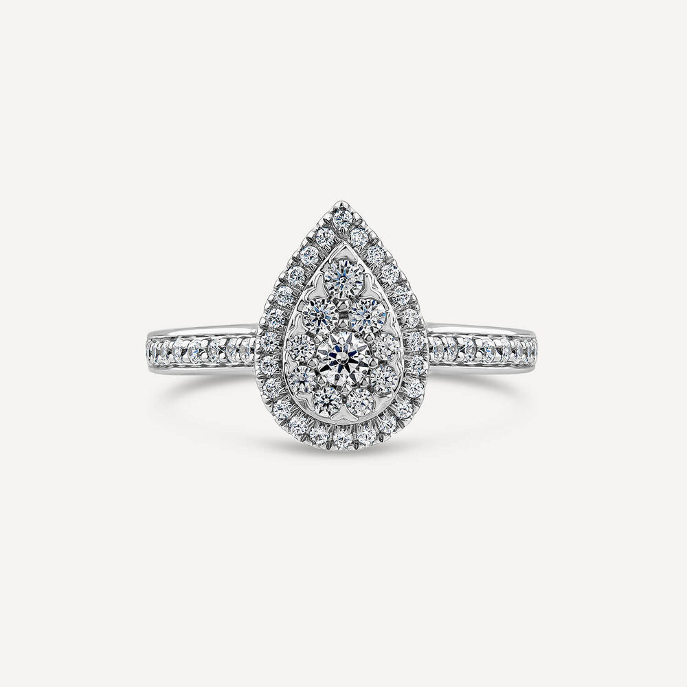 9ct White Gold 0.50ct Pear Cluster Engagement Ring