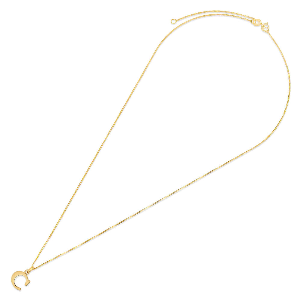 9ct Yellow Gold Plain Initial C Pendant With 16-18' Chain  (Chain Included) image number 3