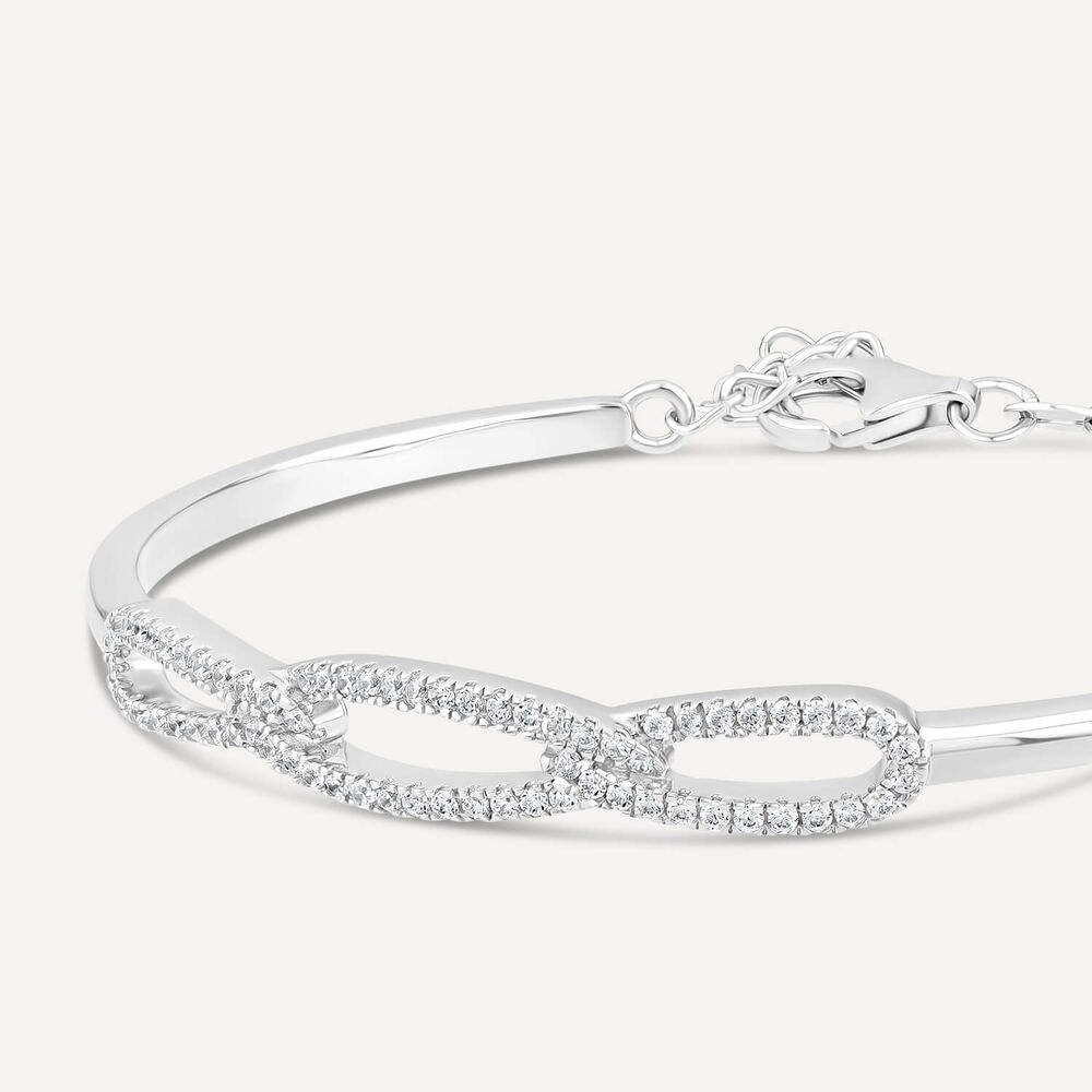 Sterling Silver Cubic Zirconia 3 Loop Bangle image number 2