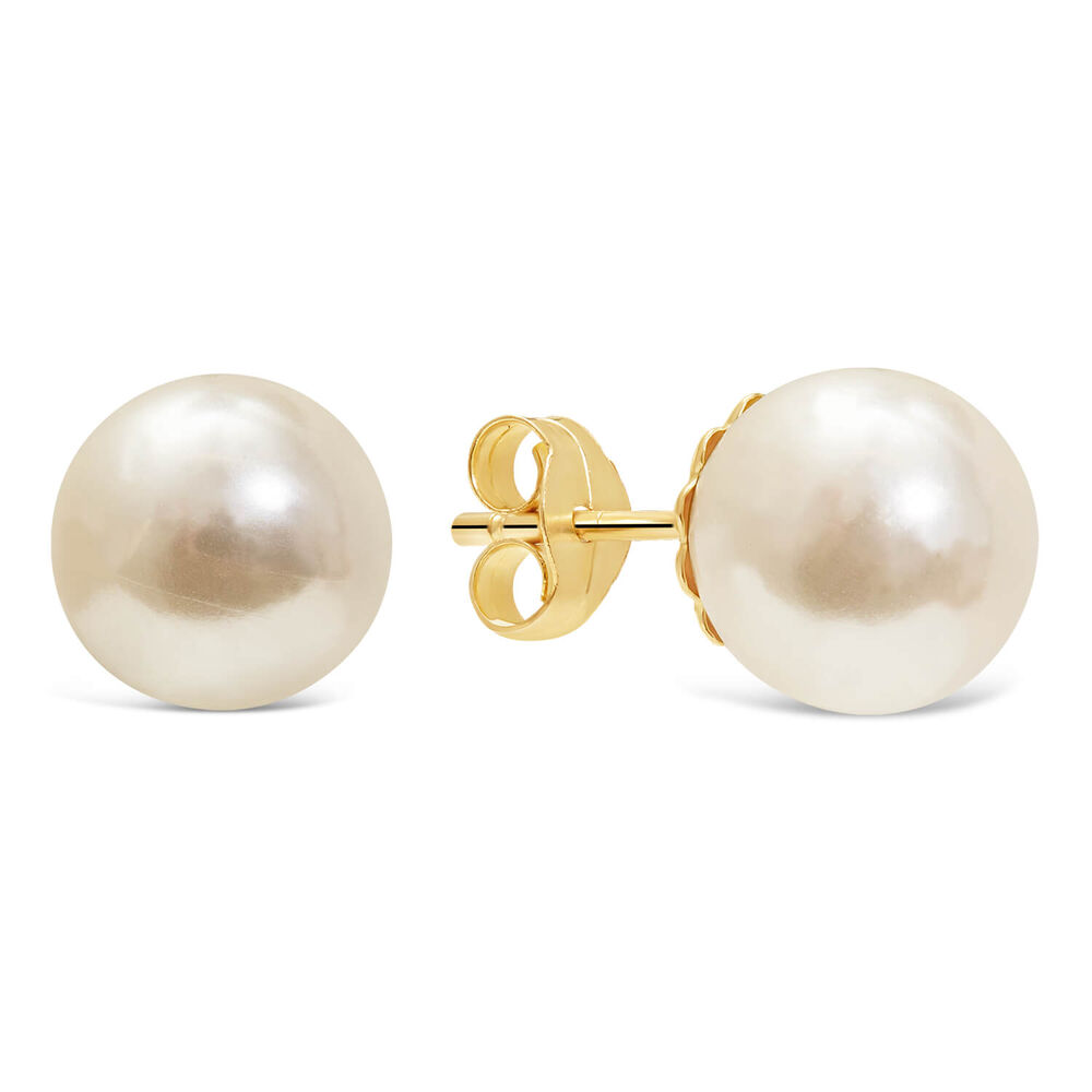 9ct Gold Pearl Stud Earrings image number 1