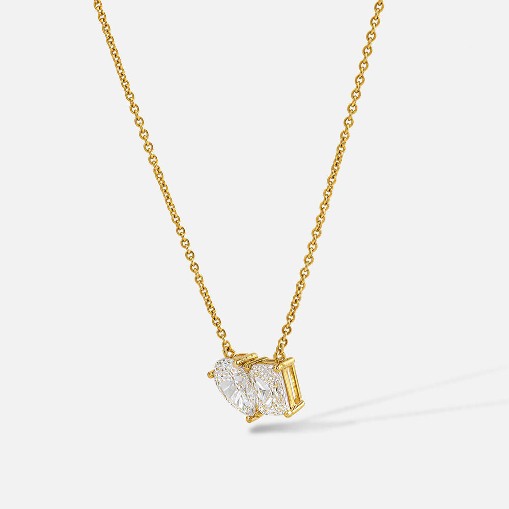 Yellow Gold Plated Sterling Silver Toi et Moi Cubic Zirconia Pendant