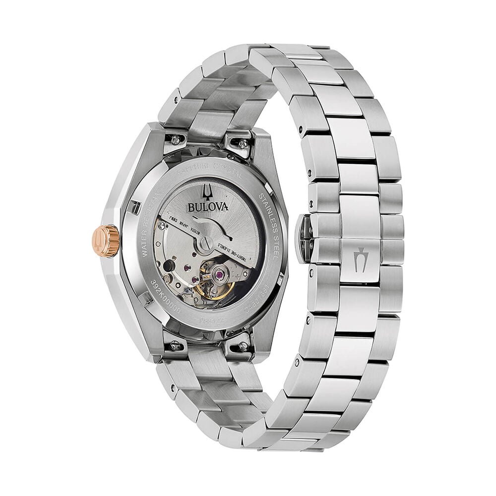 Bulova Surveyor Automatic 39mm Burgundy Dial Steel Bracelet Watch image number 1