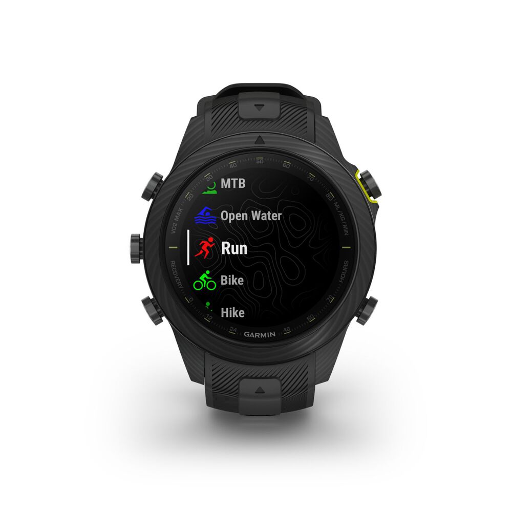 Garmin MARQ® Athlete (Gen 2) Carbon Edition 46mm Case Black Silicone Strap Watch image number 6