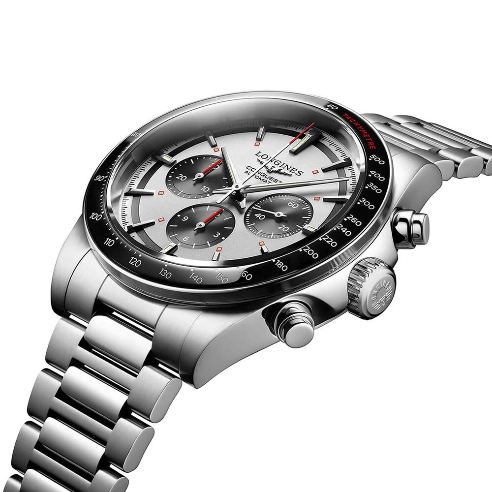 Longines Conquest 2023 42mm Silver Matt Dial Ceramic Case Stainless Steel Bracelet Watch image number 2