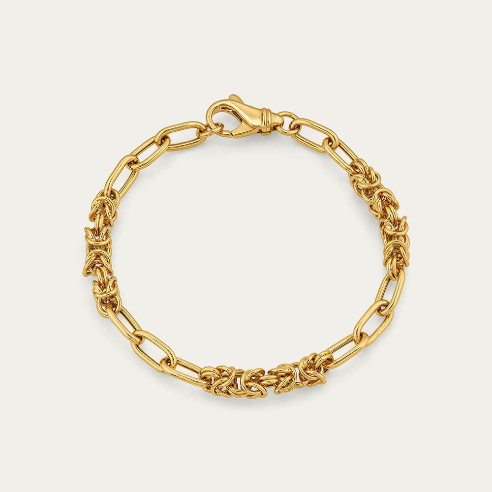 Yellow Gold Plated Sterling Silver Twist & Open Link Bracelet